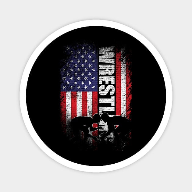 American Flag-Wrestling USA Patriotic Wrestler Gifts Magnet by blacks store